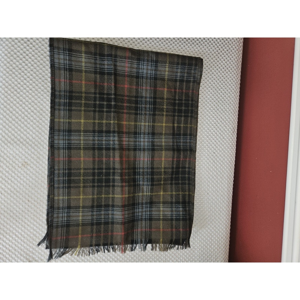Vintage Scottish Farquharson Weathered Tartan 100% Wool Headscarf Plaid Shawl